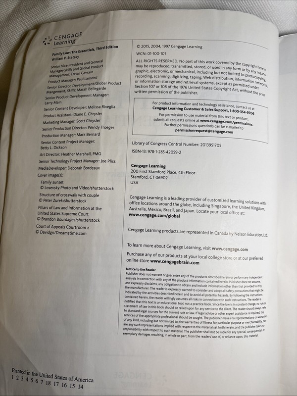 Family Law : The Essentials by William P. Statsky (2015 Third Edition) Paperback gallery