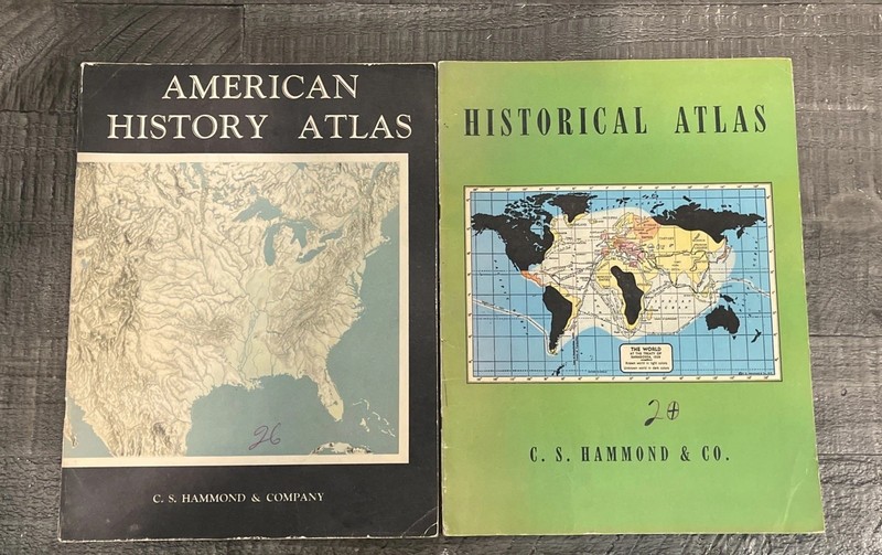 Vintage C.S. Hammond Historical 1948 Atlas & American History Atlas Map Book Lot