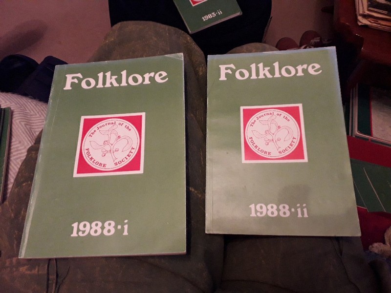 2 x FOLKLORE SOCIETY JOURNAL MAGAZINE, 1988, VOLUME 99, SPRING AND AUTUMN.