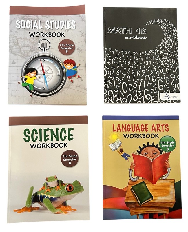 Accelerate 4th Grade Home School Workbooks Science Math Social Studies ELA