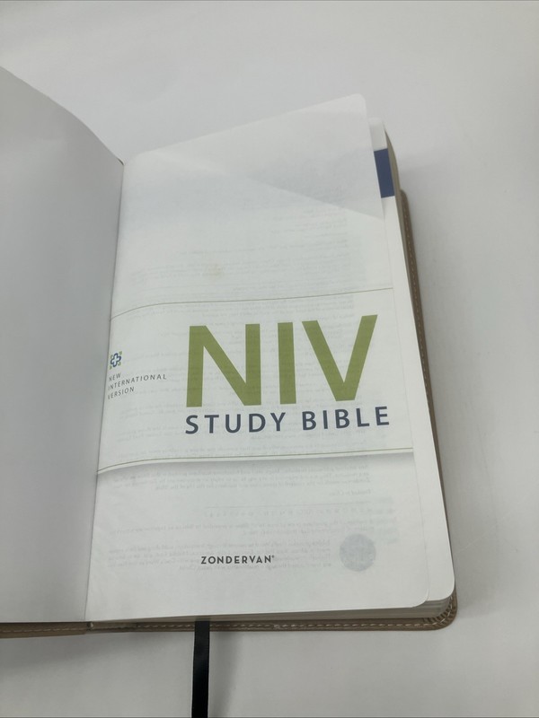 NIV study bible Italian leather duo tone tan blue 2011 edition Zondervan gallery