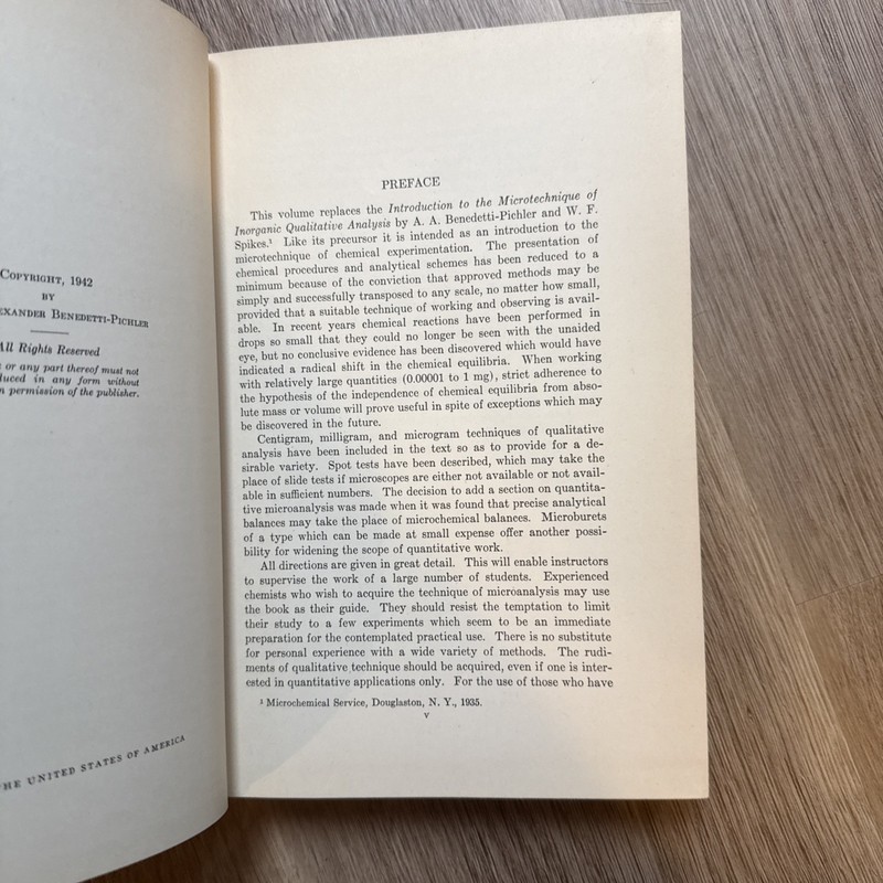 Vintage 1940s Microtechnique of Inorganic Analysis vtg HC 1st Edition Book gallery