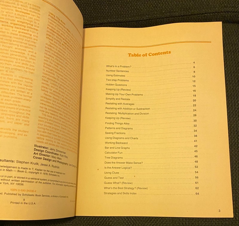 Vintage 1982 Teacher's Edition Problem Solving in Math E Scholastic Skills Book gallery