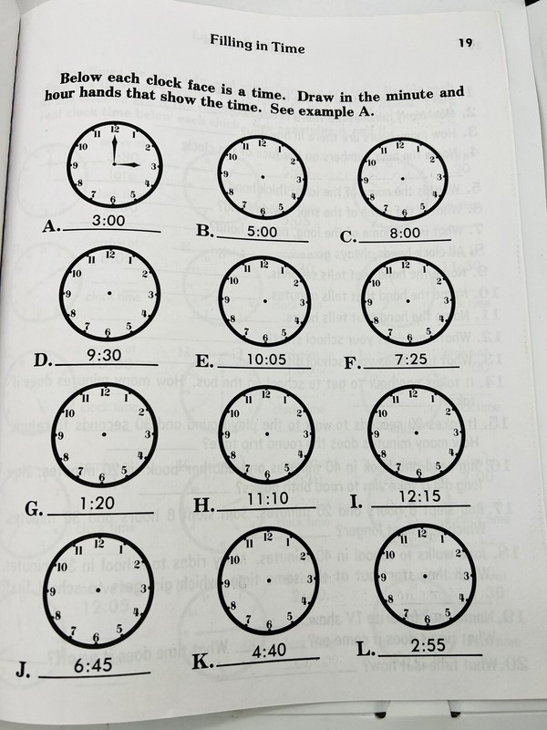 Basic Skills Telling Time Workbook by Bearl Brooks Book 13 EEW-13 ESP 1993~D1 09 gallery