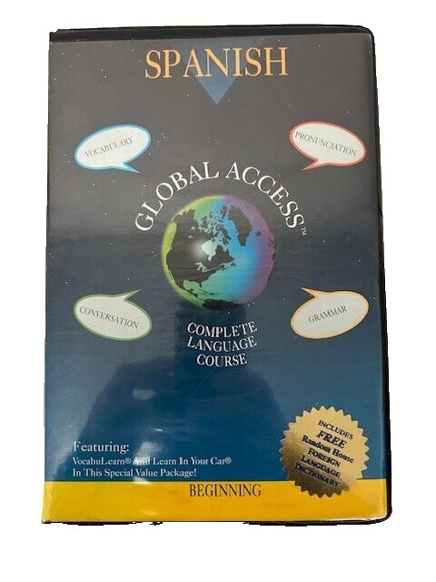 Spanish Language Courses on 4 Tape Cassettes, Global Access w/ free dictitionary
