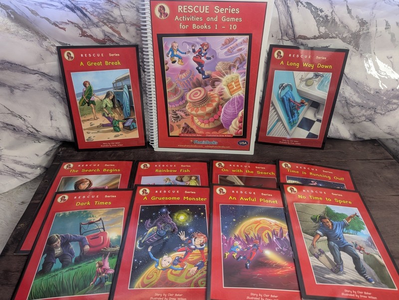 New Phonic BOOK LOT: Rescue Series Workbook With Books 1-10 New Old Stock