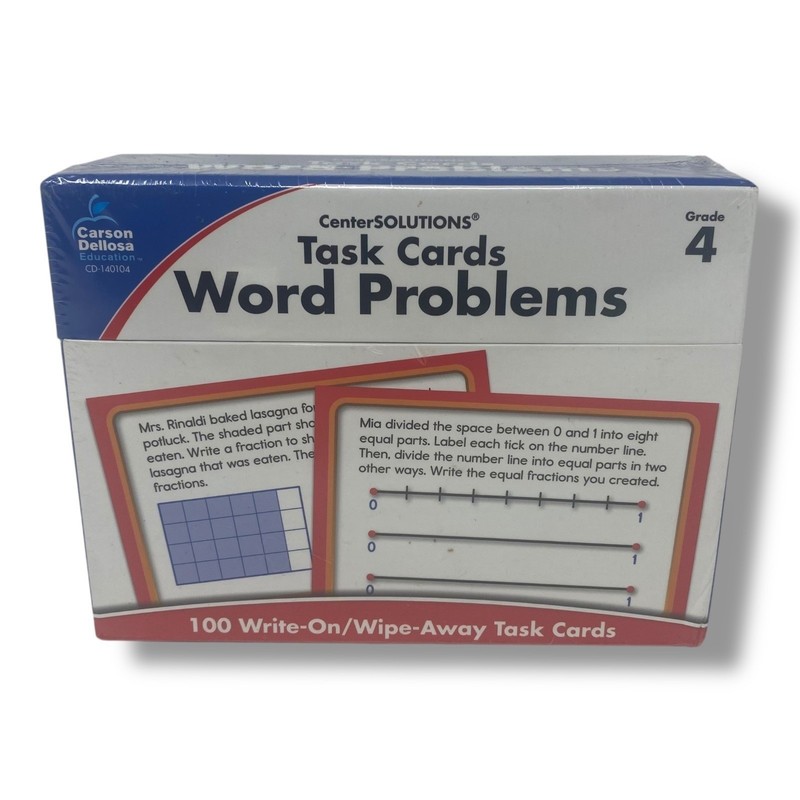 CenterSOLUTIONS Task Cards Word Problems Grade 4 Common Core Write on/Wipe Away