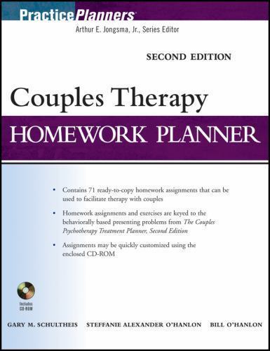 Couples Therapy Homework Plann- 9780470522660, paperback, Gary M Schultheis, new