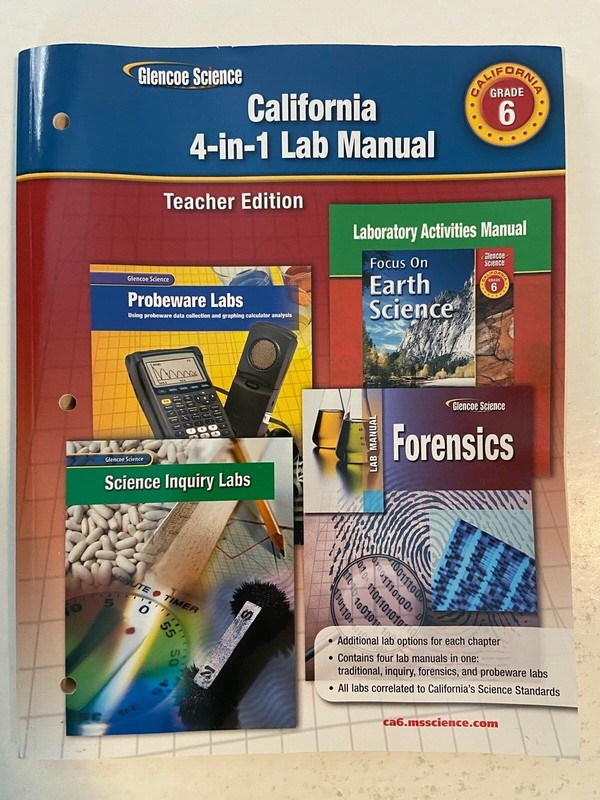 Glencoe Science California 4-in-1 Lab Manual Teacher Edition, Grade 6