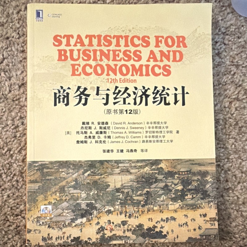 Cengage Learning Statistics for Business and Economics 12th Edition Chinese-Eng…