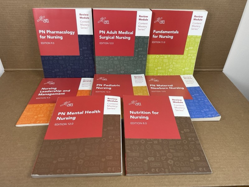 ATI PN Content Mastery Series Review Modules Set of 8 Books Nursing Study Guides