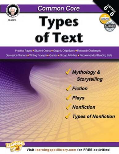 Common Core: Types of Text by Linda Armstrong: Used