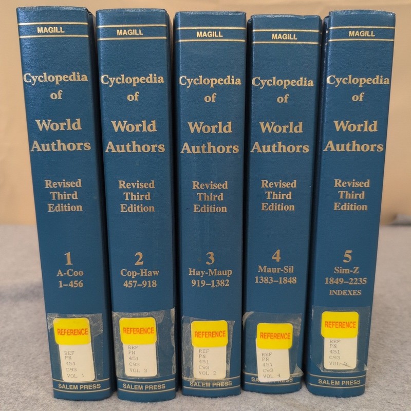 Cyclopedia of World Authors Revised Third Edition 5 Volume Set Frank Magill 1997