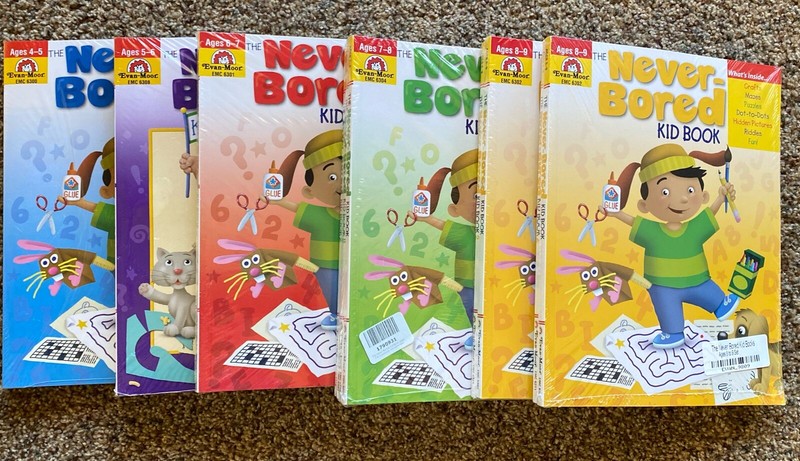 SETS Book 1&2 Never-Bored Kid: Build Your Own Lot! Ages 4-5, 5-6, 7-8, 8-9, NEW
