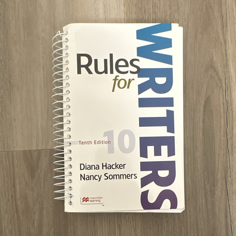 Rules for Writers 10th Ed Spiral Textbook Diana Hacker & Sommers 2016