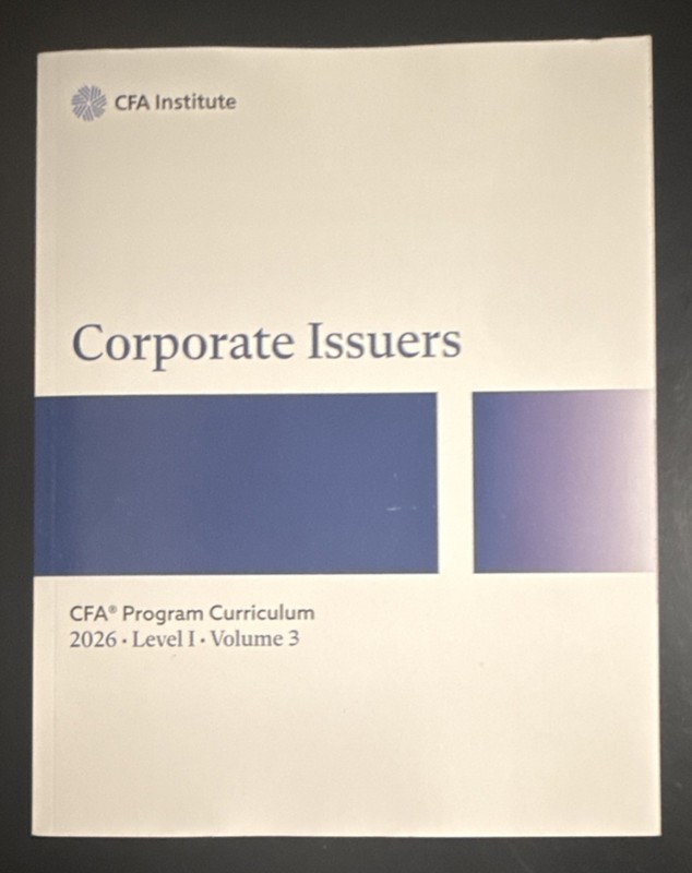 CFA Institute Corporate Issuers CFA Program Curriculum 2026 Vol 3 Wiley