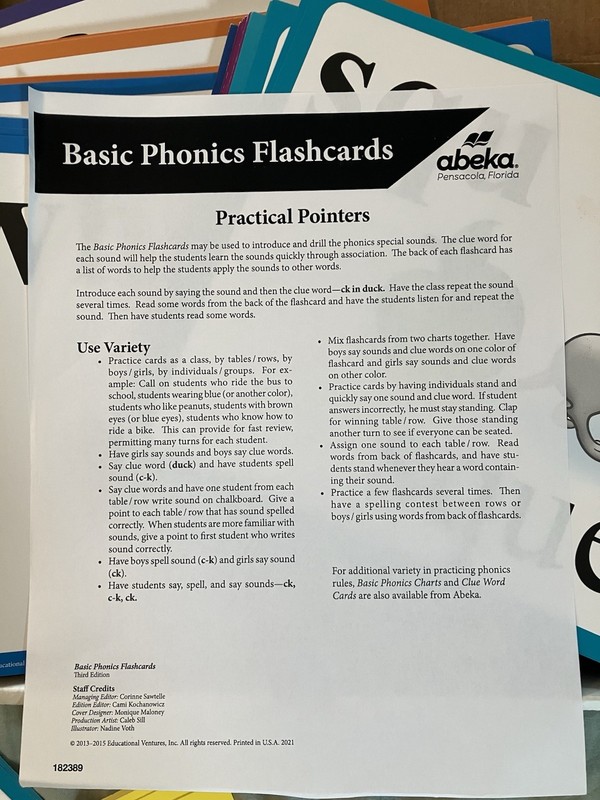 Abeka Basic Phonics Flashcards