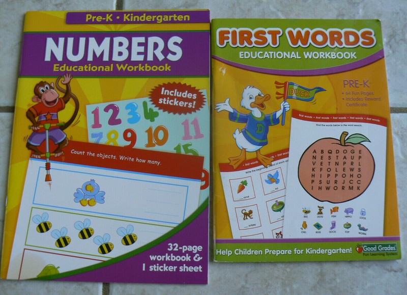 NUMBERS,FIRST WORDS Educational Workbook Pre-K NEW w/Stickers,Clever Factory