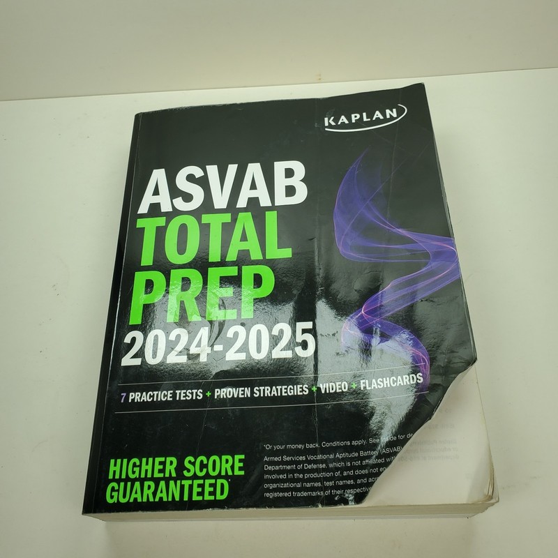 ASVAB Total Prep 2024-2025: 7 Practice – Paperback, by Kaplan Test Prep – Good