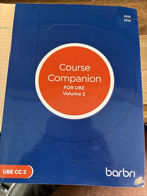 2025-2026 Barbri Bar Exam Course Companion for UBE Volume 2 UBE CC 2