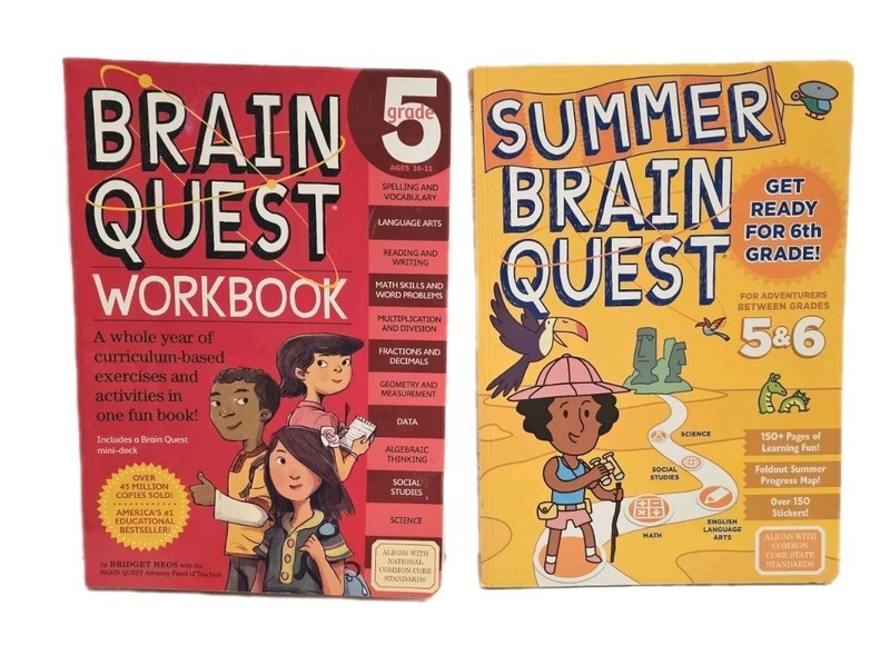 Brain Quest Workbook Lot Of 2 -One 5th Grade & One Between 5th & 6th Grade, NEW