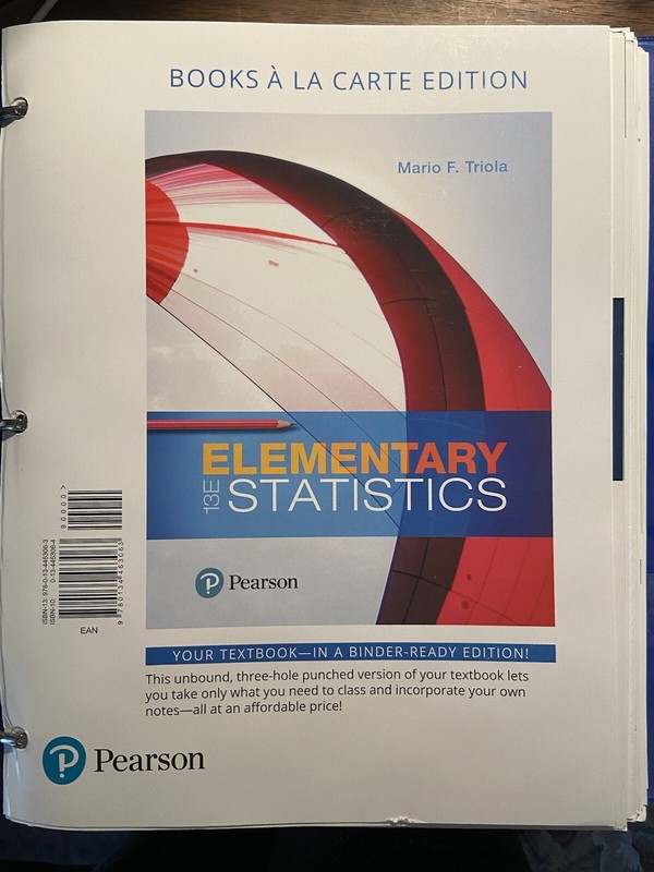 Elementary Statistics Mario F. Triola 13th Edition (Loose-Leaf)+ Access Code