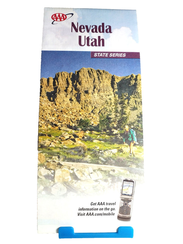 Paper Fold-out MAP Nevada UTAH Trip Planning Navigation Automobile