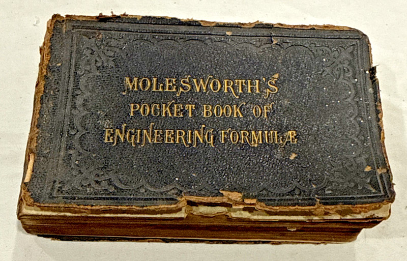 1889 LEATHER BOOK: “MOLESWORTH’S POCKET BOOK OF ENGINEERING FORMULAE”