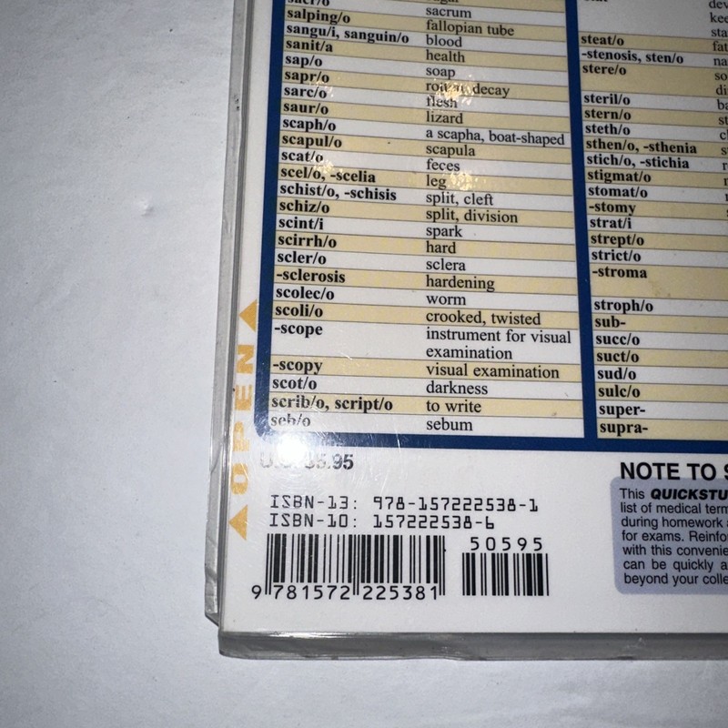 Medical Terminology: The Basics: A Quick Study Laminated Reference Guide gallery