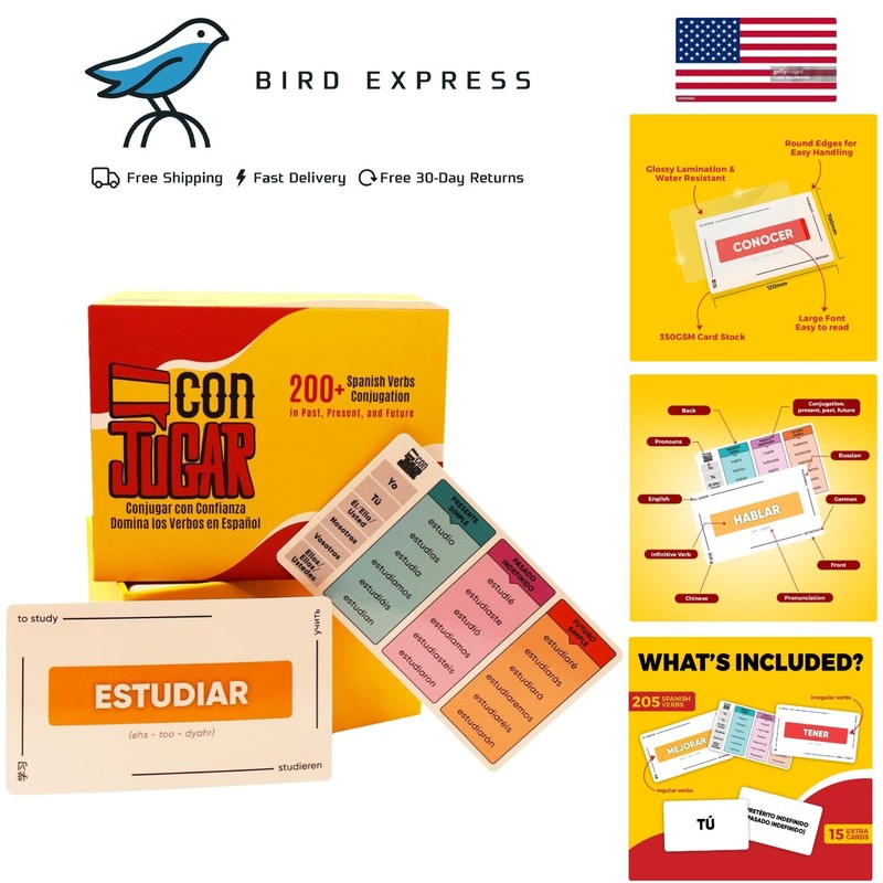 Spanish Verb Flashcards 200+ with Conjugation Practice and Digital Workbook