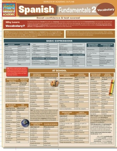 Spanish Fundamentals 2 (Quick Study Academic) by BarCharts, Inc., Good Book