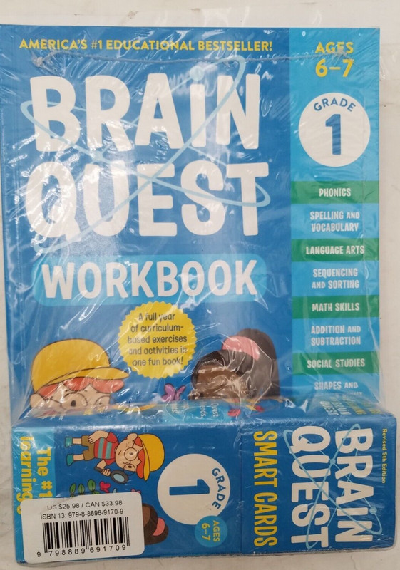 Brain Quest Set: Grade 1 Workbook and Smart Cards – New