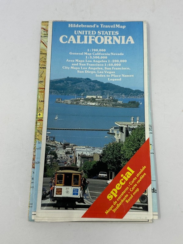 Vintage 1995 Hildebrands Travel Map California USA 1:700000 Folding Paper Map X8