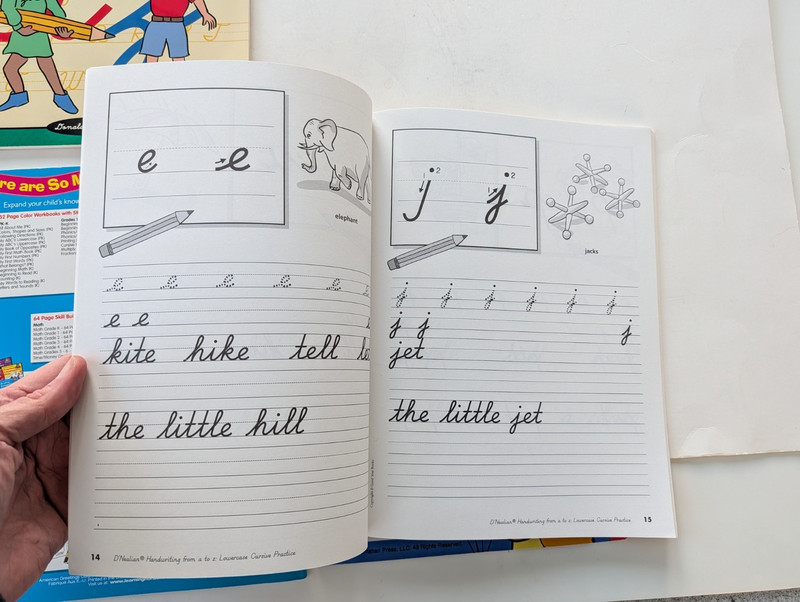 Lot of 4 Workbooks Cursive Handwriting -Unused- Upper & Lower Case; 1 Wipe Off gallery