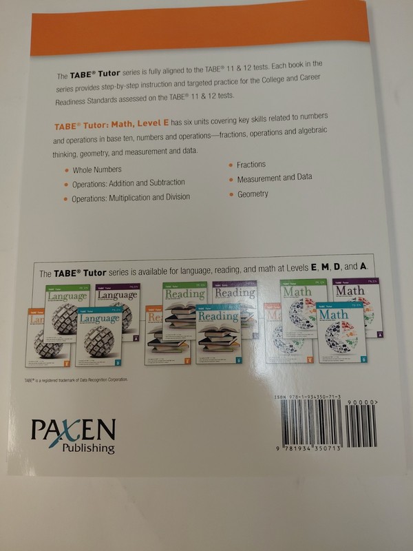 TABE Tutor Paxen Math steck-Vaughn adult Education Solutions Level E gallery