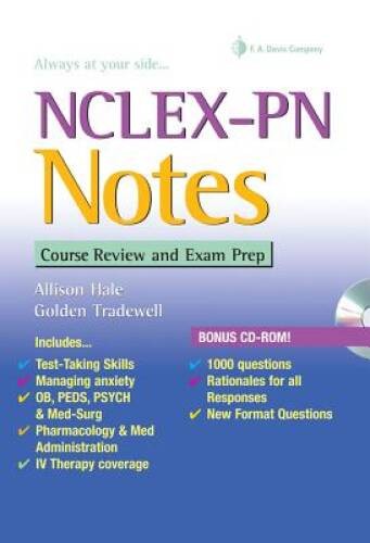 NCLEX-PN Notes: Course Review and Exam Prep (Davis’s Notes Book) – GOOD
