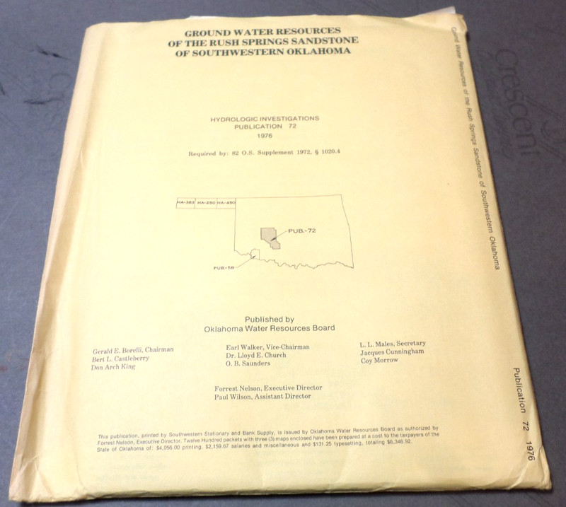 1976 OWRB Ground Water Resources Rush Spring Sandstone OK Publication 72, 3 Maps