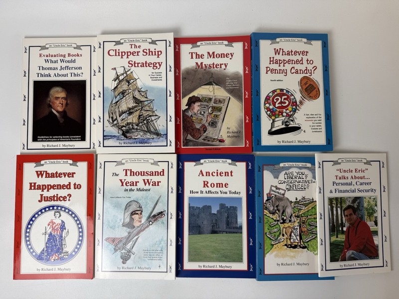 “UNCLE ERIC” Books; Lot of 9; Richard Maybury; Bluestocking Press; Like New