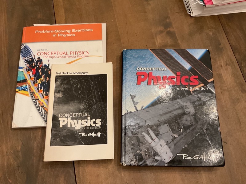Conceptual Physics text, exer, & test bank by P. Hewitt