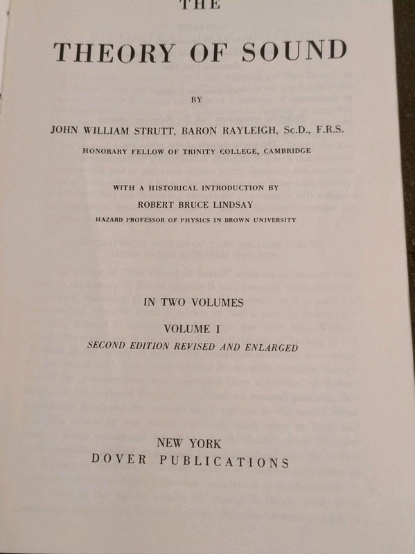 The Theory of Sound Vol. I & II by J.W.S. Rayleigh – 1945 Dover 2-Volume Set Lib gallery