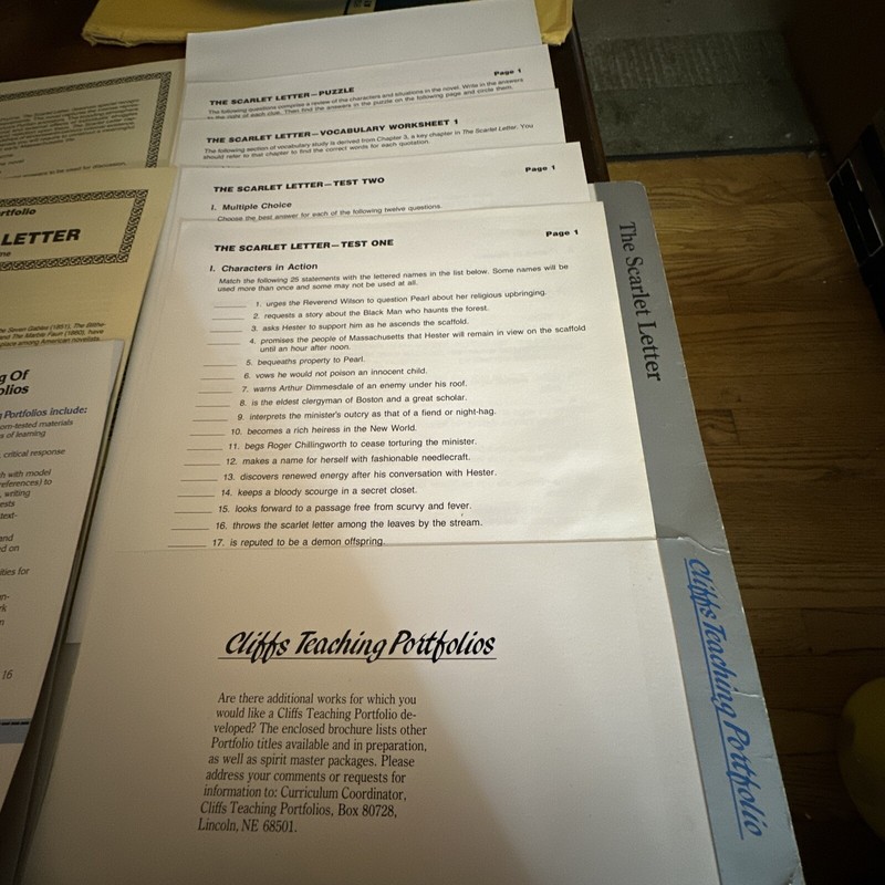 Cliffs Teaching Portfolio, The Scarlet Letter Ships Immediately Very Good gallery