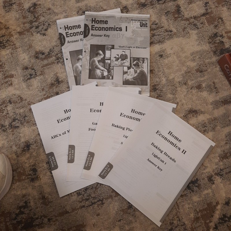 Home Economics Christian Light Publications LU 1-10 and tests Answer Keys