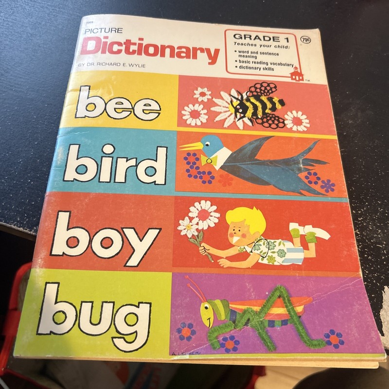 Vintage 1974 Picture Dictionary Book – Grade 1 – by Richard E Wylie 64 Pgs