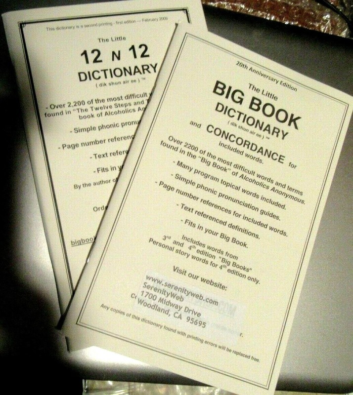 Alcoholics Anonymous AA The Little Big Book Dictionary Concordances & 12 X 12