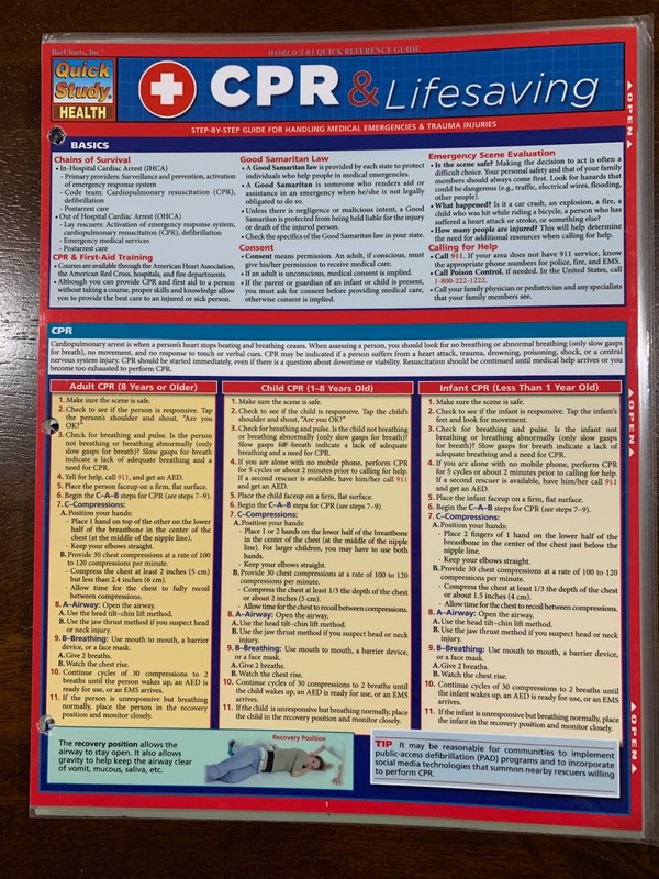 Barcharts CPR & Lifesaving Quick Study Guide
