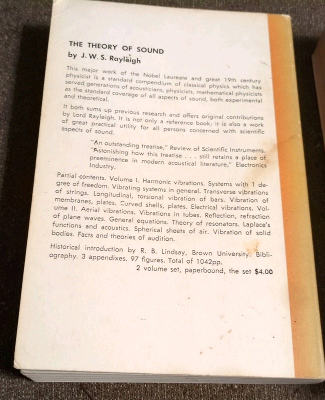 The Theory of Sound Vol. I & II by J.W.S. Rayleigh – 1945 Dover 2-Volume Set Lib gallery