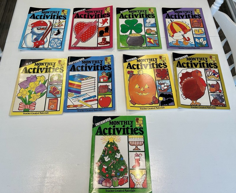Monthly Activities Book Lot 9 Teacher Created Materials Jan-May, Sept-Dec 1980’s