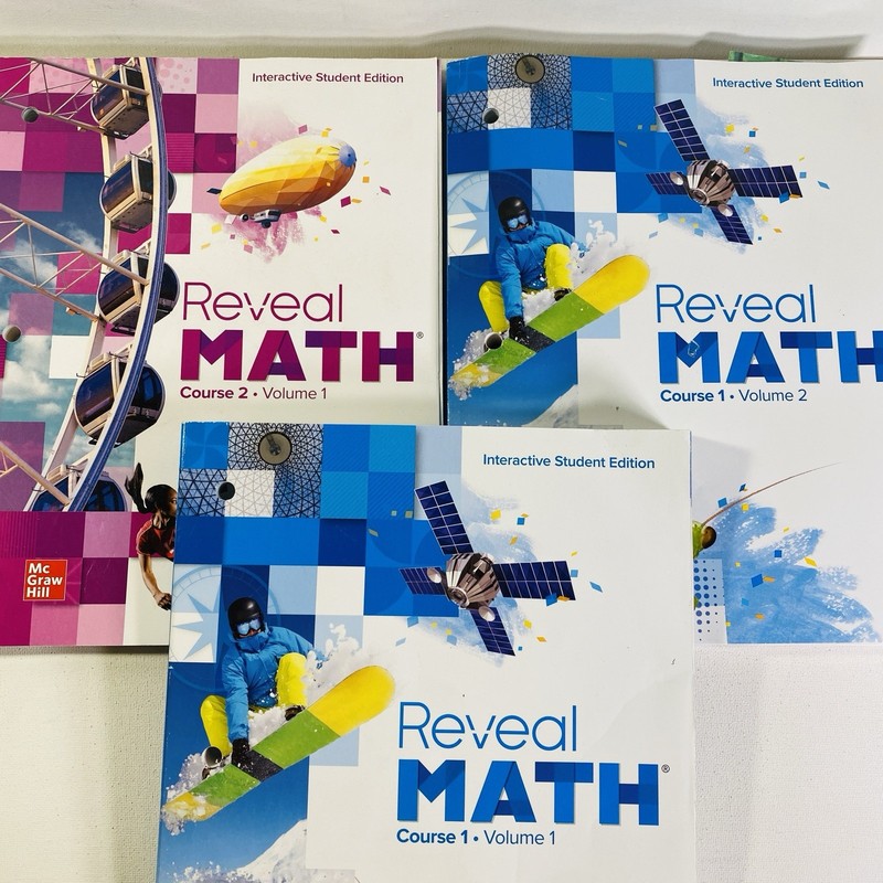 Reveal Math Course 1 Vol 1 LOT OF 3 w/ Math Course 1 Vol 2, & Math Course 2 Vol1