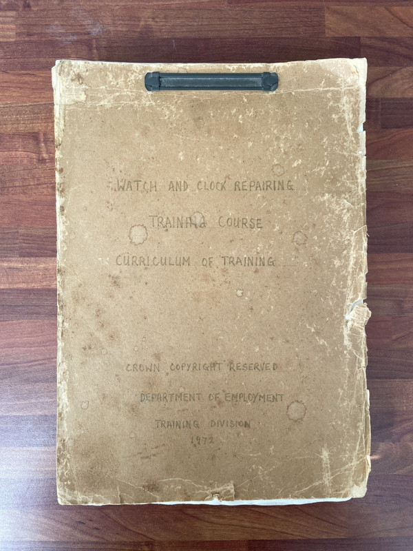 Watch and clock repairing training course curriculum of training book from 1972