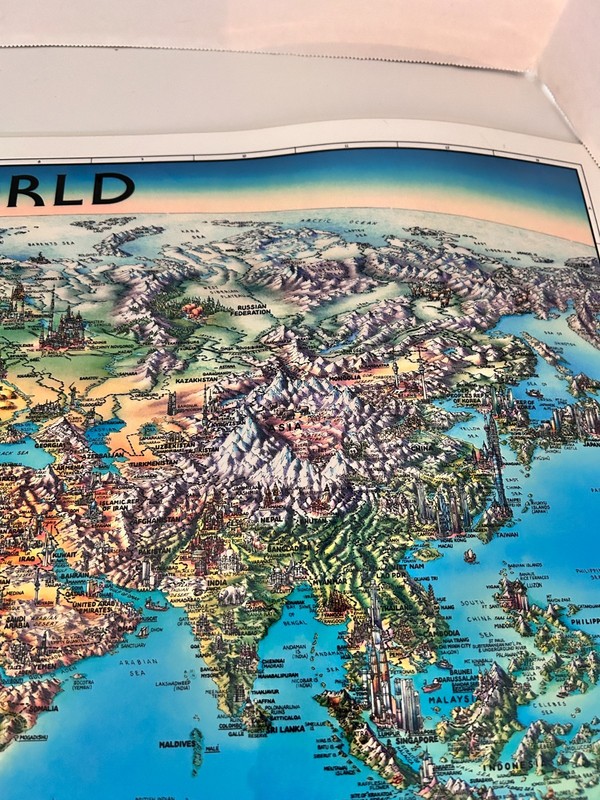 Unique Media Maps Laminated 3D Map 'The World' Artistic Illustration 1996 gallery